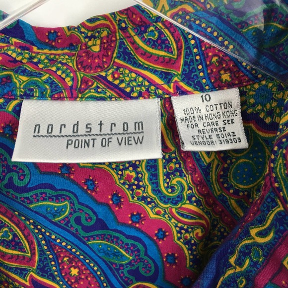 VTG Nordstrom Point of View Paisley Button Down Shirt 10 Long Sleeve Multicolor - Picture 3 of 4